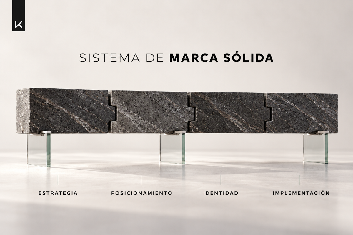 Infografía del sistema de marca sólida: estrategia, posicionamiento, identidad e implementación